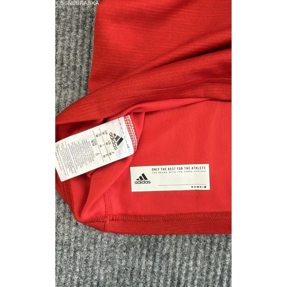 Adidas Red Nebraska Cornhuskers T-Shirt Men Red White Block N Short Sleeve -M